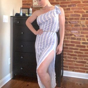 Multi-tie beach coverup sundress with slit